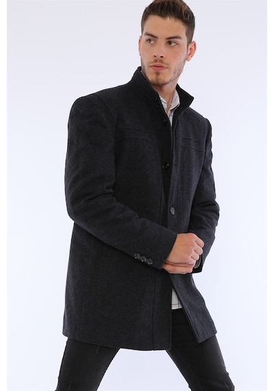 Plt8387 Dewberry Erkek Palto-desenli Lacivert Desenli Lacivert