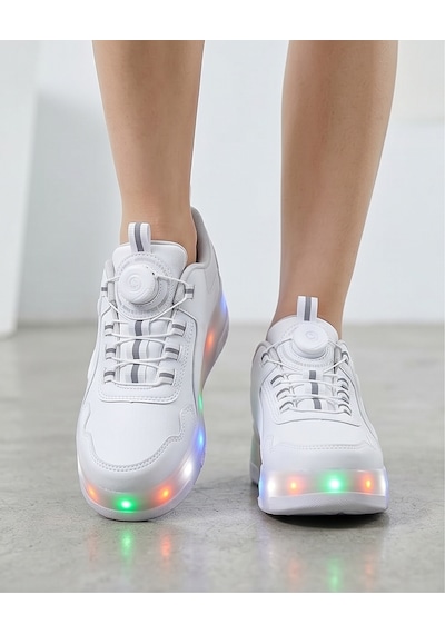2256-n-drops Led Işıklı Çift Tekerlekli Akıllı Bağcıklı Unisex Çocuk Patenli Ayakkabı Beyaz 2256-n-drops Led Işıklı Çift Tekerlekli Akıllı Bağcıklı Unisex Çocuk Patenli Ayakkabı Beyaz