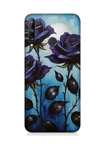 Huawei P40 Lite E Uyumlu Mavi Güller Hüznü Desenli Silikon Kılıf Çok Renkli