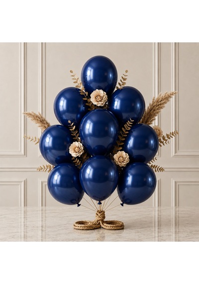 Lacivert Renk Lateks Metalik Balon 30 Cm - 12 Adet