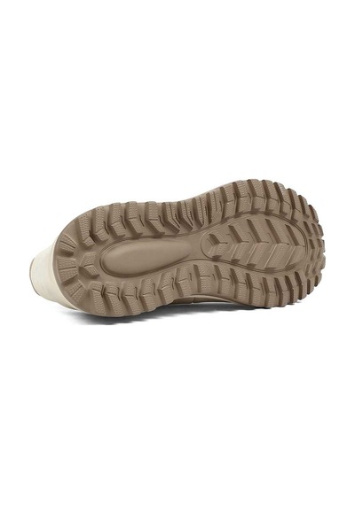 Erkek Bej Kalın Tabanlı Deri Sneaker