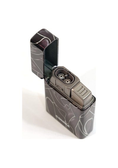 Cohiba Çift Torch Pürmüz Desenli Metal Puro Çakmağı - Tr9626