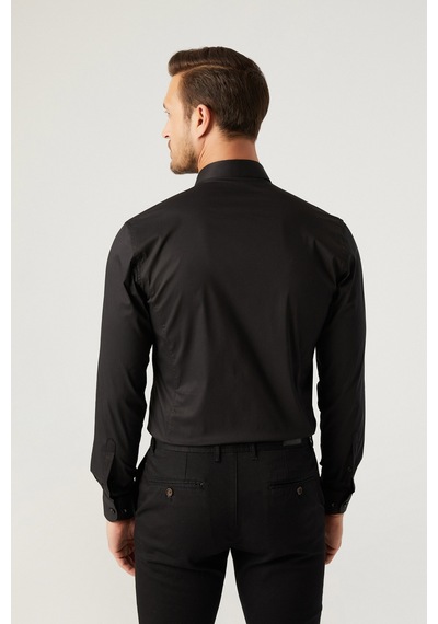 Twn Slim Fit Siyah Düz Gömlek 5ee02ee44288m 001