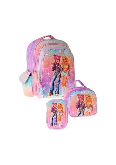 Wow Generation Üçlü İlkokul Okul Çanta Seti - Pembe - Mor - Star Desenli - Kız Çocuk - Setwg-w6033a Çok Renkli