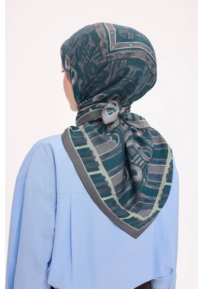 Silk Home Dört Mevsim Antik Motif Viskon Velora Eşarp 6420 Petrol Yeşili