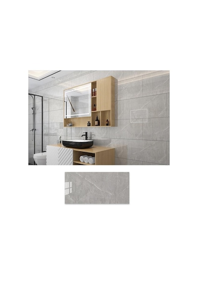 10 Adet 30x60 Cm Kendinden Yapışkanlı Duvar,banyo,tezgah Arası Mermer Duvar Paneli Kağıdı Bs1725 Gri - Kahverengi