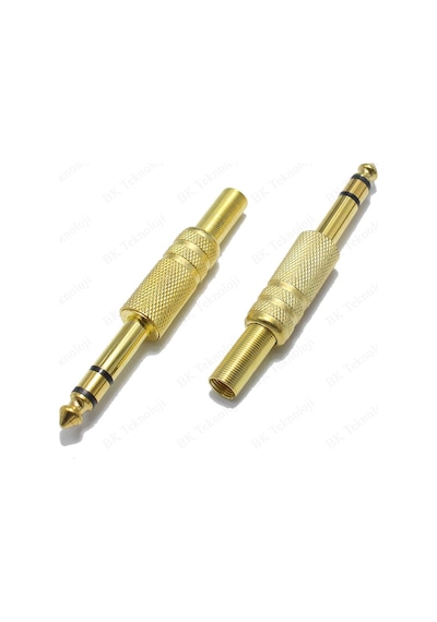 Lehimlenebilir Altın Kaplama Metal 6.35 mm Stereo Erkek Çivi Jack