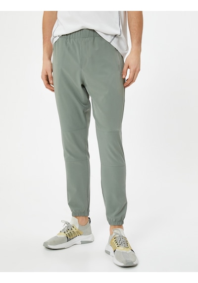 Koton Jogger Paraşüt Eşofman Altı Beli Lastikli Fermuar Cepli Haki 4sam40044nw Haki