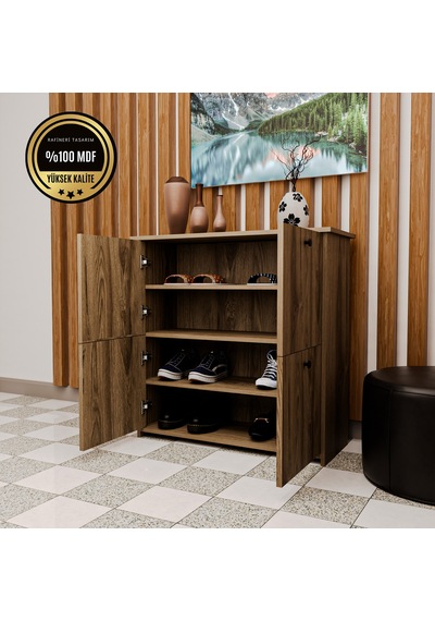 Dekorfim DF08103BR MDF Antre Hol Ayakkabılık Ayakkabı Dolabı
