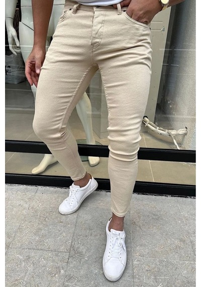 Erkek Krem Slim Pantolon Krem