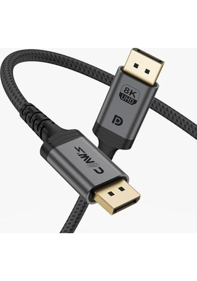 8k Uhd Displayport V1.4 32.4 Gbps / 24k /alüminyum Gövdeli 8k 60hz-4k 120hz-2k 240hz-fhd 240hz Destekli G-sync & Freesync 2 Metre Premium Displayport Kablo C-dpp-b1