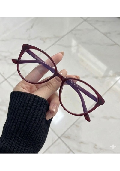 Glam Cat Eye Mavi Işık Filtreli Optik Cam Uyumlu Koruyucu Gözlük Bordo