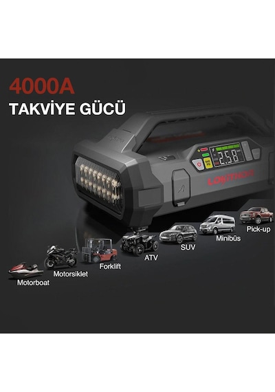 Lokithor Apartx4000 12v 4000amp Li-polimer Akıllı Akü Takviye +