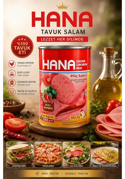 Hana Acılı Piliç Salam 380 Gr