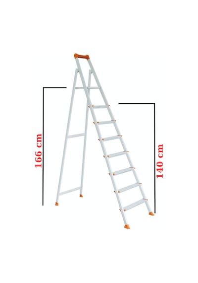 Ze Zigana Ev Gereçleri Hardy Plus 7+1 Ekstra Güçlü 250 Kg Taşıma Kapasiteli Metal Ev-ofis-bahçe-inşaat Tipi Merdiven