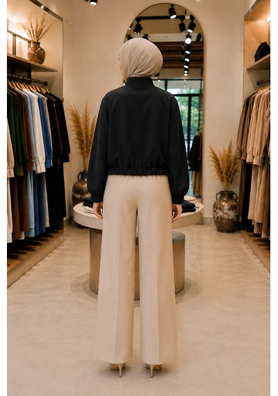 Sevitli Bomber Ceket-siyah-5941