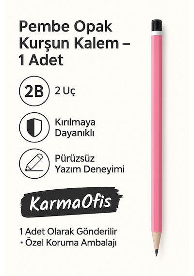 Opak Kurşun Kalem 1 Adet 2b Uç Sağlam Ve Pürüzsüz Yazım Pembe Pembe