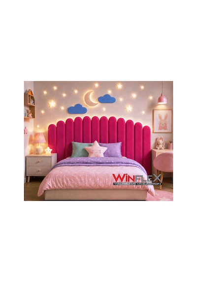 Winflex Yatak Başlık Ay Ve Bulut Set Dekorasyon Panel 180cm-fuşya 180 CM