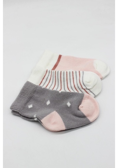 Akıllı Bayi 3'lü Penye Kız Soket Çorap 10112 Gri Renkli