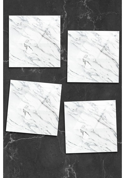Gökçeoğlu Cam Bardak Altlığı Royal Mermer 4'lü Takım 10cm X 10cm Çok Renkli