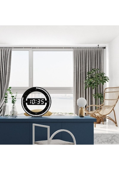 Triline 3D Led Dijital Elektronik Modern Duvar Ve Masa Saati Tari Siyah