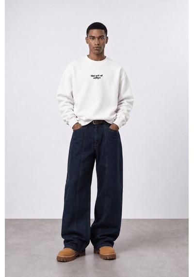 Respire Erkek The Art Of Patch Detaylı Oversize Sweatshirt Ekru