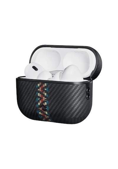 Apple Uyumlu  AirPods Pro 2 Kılıf Magsafe Özellikli 600d Aramid Fiber Pitaka Orchestra Serisi Rhapsody Siyah-mavi