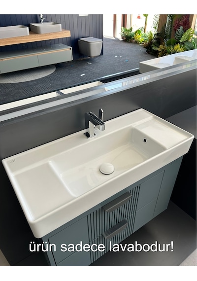Turkuaz Seramik Cerastyle Sharp 85 x 38 CM Etajer Uyumlu Lavabo