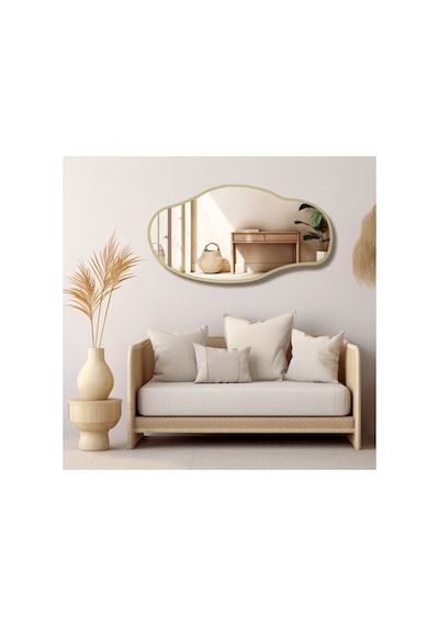 Ant Home Asimetrik Ayna, Konsol Aynası, Dresuar Aynası, Tuvalet Aynası, Boy Aynası 120x65 Cm Gold