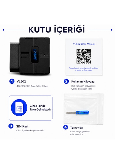 Jimiiot Jimi Iot Vl502 4g Gps Araç Takip Ve Obd Araç Bilgisayarı Canlı Takip, Araç Verileri, Obdıı Tak & Çalıştır