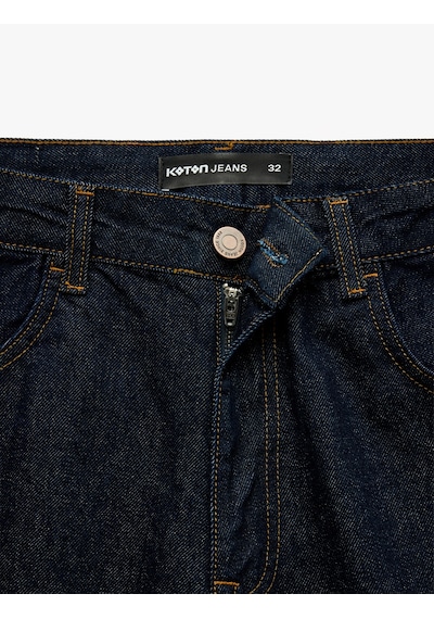 Koton Pamuklu Bol Normal Bel Cepli Baggy Jean Şort Raw 6sam40401nd 63x