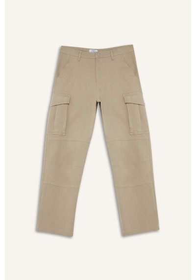 DeFacto Wide Leg Bol Rahat Kesim Kargo Cepli Geniş Paça Gabardin Pantolon E5810AX25SPBG540