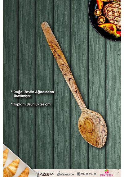 Doğal Diş Budak Ağacı Standlı Ahşap Zeytin Ağacı Kaşık Seti Yemek Kaşık Seti Ahşap Kaşıklık 5 Parça Kahverengi