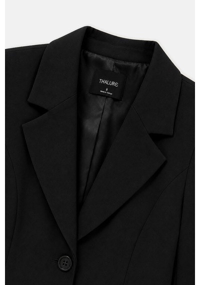 Thalure Kadın Siyah Vücuda Oturan Kısa Klasik Blazer