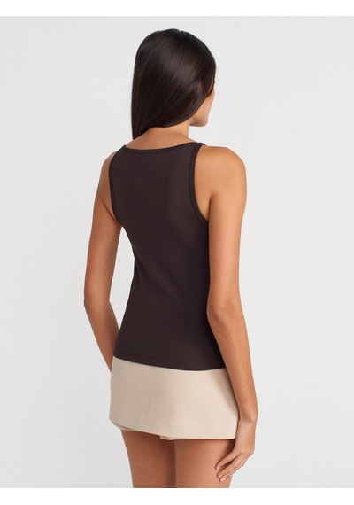 Dilvin 21048 Halter Yaka Top-koyu Kahve Koyu Kahve