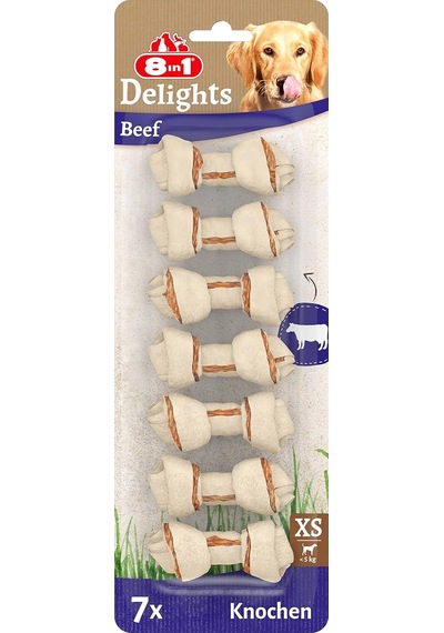 Delights Beef Xs Boy Sığır Etli Kemik 7'li, 84 Gr Köpek Ödülü