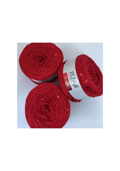 Pullu Örgü Ipi 401-kırmızı Cotton-pamuk Ince Pullu Örgü Ipi % 75 Pamuk 100 Gr 310 M D'ior 1 Adet