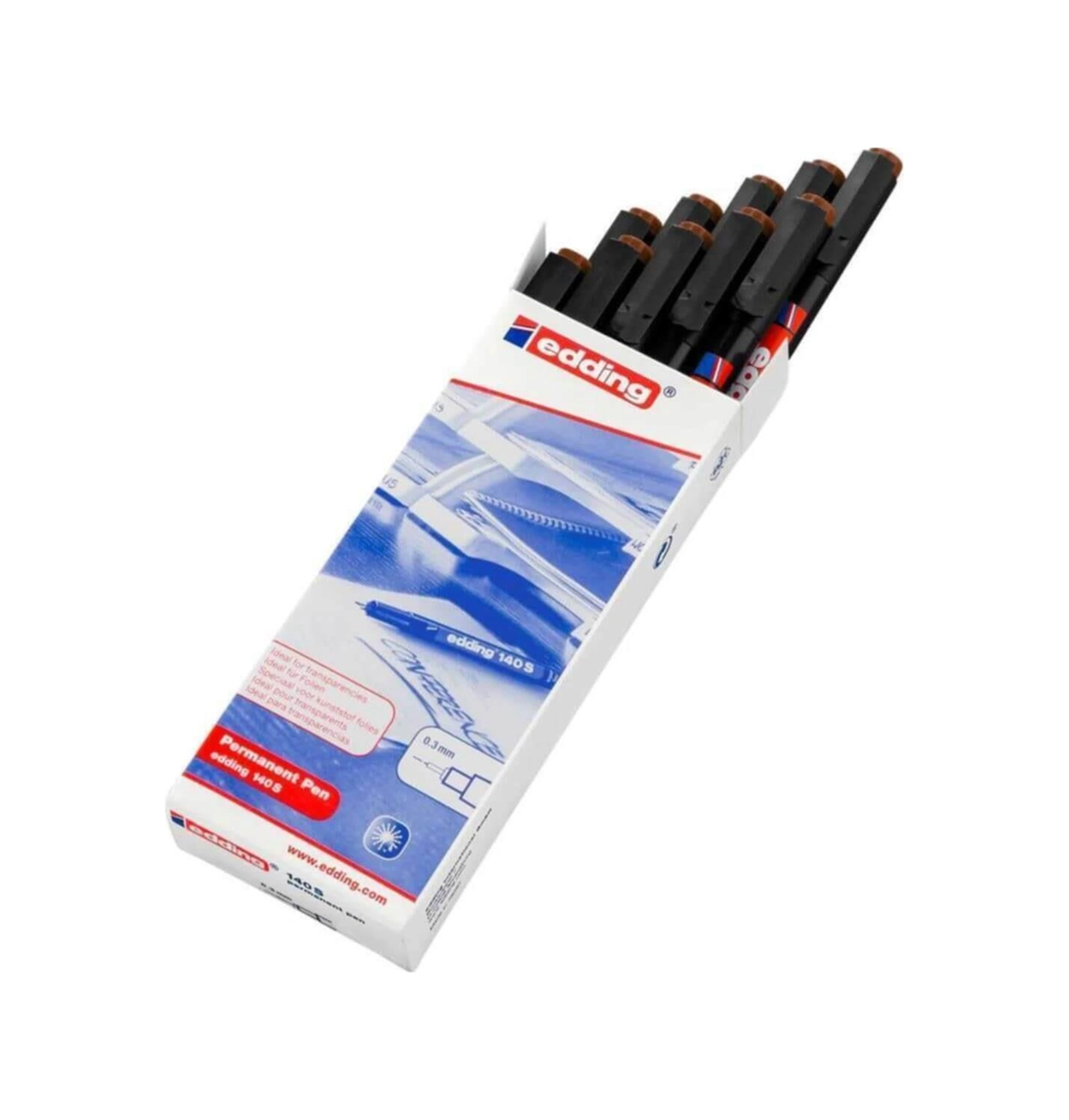 Asetat Kalemi Permanent S Seri 0.3 Mm Kırmızı 140 S 1 Paket 10 Adet Karışık