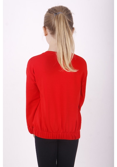Toontoy Kız Çocuk You Wish Baskılı Sweatshirt Kırmızı