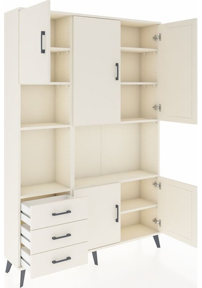 Arges Dolap 9 Raflı 3 Çekmeceli 5 Kapaklı 132x30x195 Aytaşı-a... Aytaşı