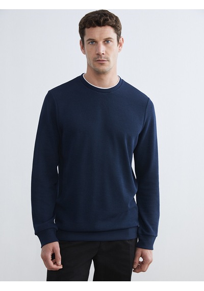 Lcwaıkıkı Classic Lacivert Bisiklet Yaka Erkek Sweatshirt