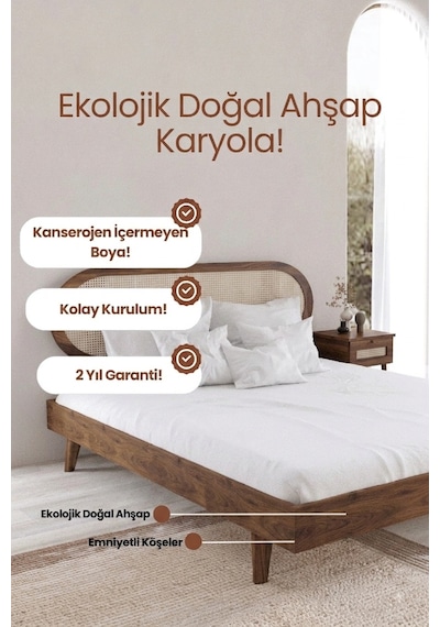 Renazzo Padova Hazeran Başlıklı Masif Ahşap Karyola Ve 2 Vernik 90x200 Vernik - 90 X 200 Renazzo Padova Hazeran Başlıklı Masif Ahşap Karyola Ve 2 Vernik 90x200 Vernik - 90 X 200
