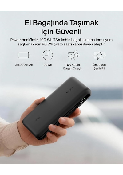Belkin Ultracharge Pro 25000 Mah Dijital Ekranlı, 1 X Usb-c Bağlantı Noktası + Entegre Kablo, 1 X Usb-a, 158 W Pd, Powerbank Siyah Belkin Ultracharge Pro 25000 Mah Dijital Ekranlı, 1 X Usb-c Bağlantı Noktası + Entegre Kablo, 1 X Usb-a, 158 W Pd, Powerbank Siyah