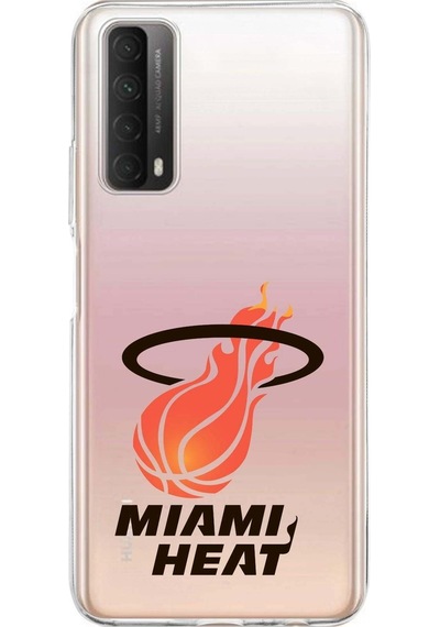 Huawei P Smart 2021 Uyumlu Kapak Miami Heat Tasarımlı Şeffaf Silikon Kılıf Şeffaf