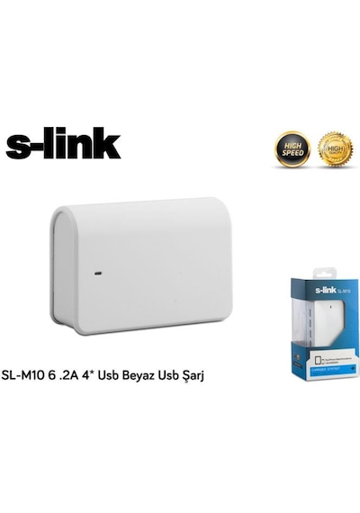 S-Link Sl-M10 5V 6.2A 31 Watt 4 Port Usb Beyaz Usb Şarj Istasyonu