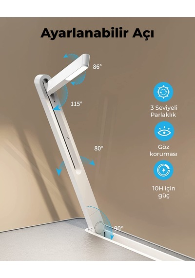 Saiji K8 Ultimate LED Masa Işıklı Dizüstü Çalışma Masası Gri