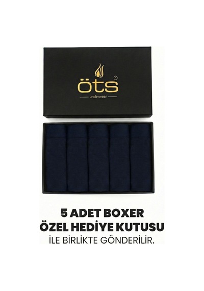 JUST INNER Öts Premium Erkek 5 Li Modal Boxer Modal Hediye Kutulu Ultra Yumuşak Modal Kumaş Esnek Kalıp Ve Kaliteli Esnek Ve Konfor Lacivert