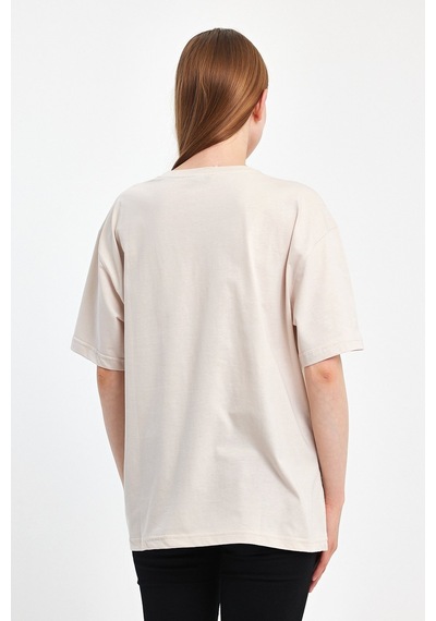 Odda 0008 Kadın Oversize Tişört Bej