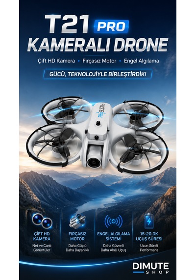 T21 Pro Kameralı Drone Çift Hd Kamera Fpv Fırçasız Motor Engel Algılamalı