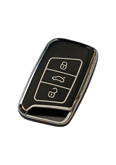 Volkswagen Passat B8 Skoda Superb Kodiaq Uyumlu Smart Anahtar Kılıfı Oto Anahtarlık Siyah Silver